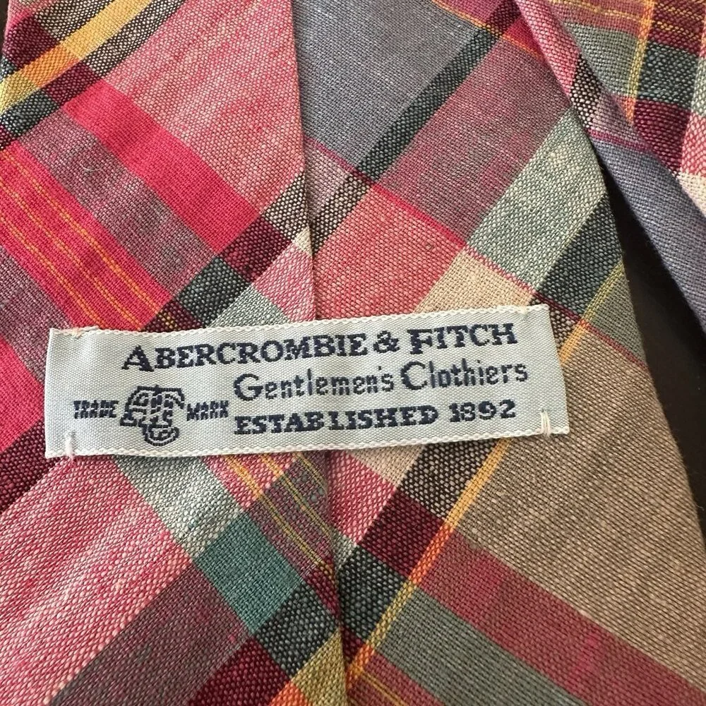 Vintage Abercrombie And Fitch Plaid Tie 90s Y2k Pink Blue Orange Easter dance‎